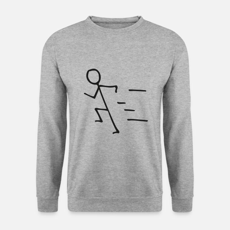 Strichmännchen Marathonläufer Triathlet - Unisex Pullover - Weißgrau meliert
