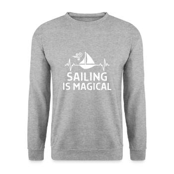 Seefahrer Segeln Seemann Capitän Geschenk Sprüche - Unisex Pullover - Weißgrau meliert - Vorne - Alina (178cm) & Michal (187cm)