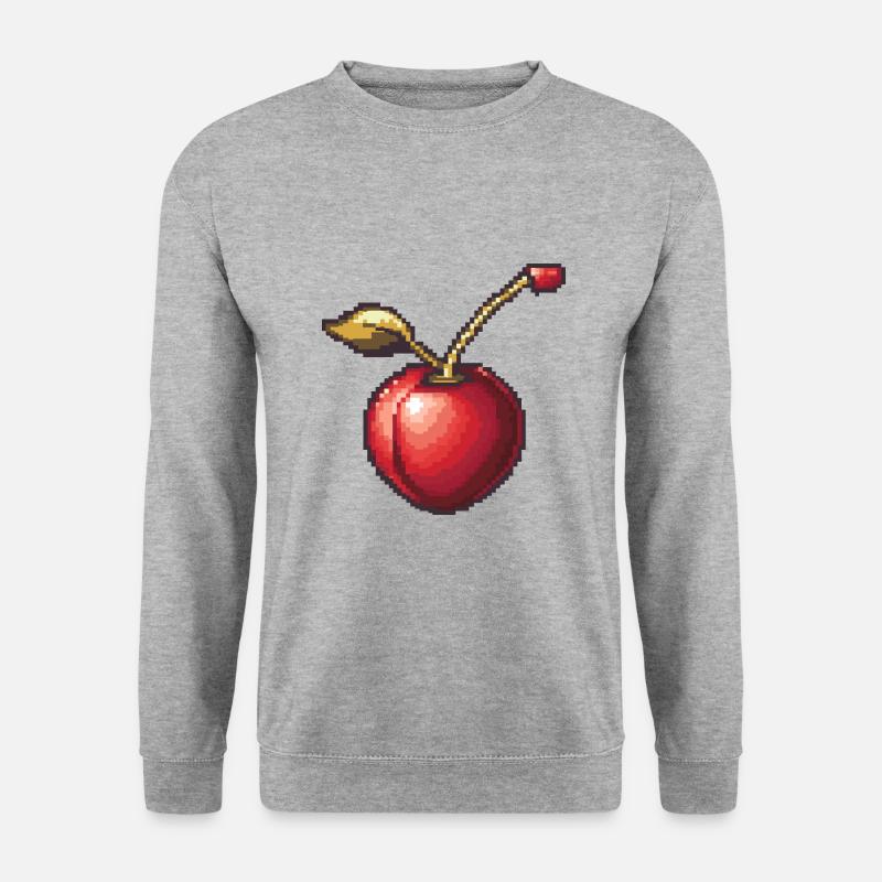 Kirsche Pixel Symbol - Unisex Pullover - Weißgrau meliert