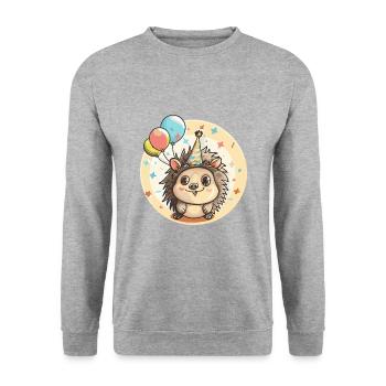 Hedgehog Birthday Baby - Unisex Sweatshirt - salt & pepper - Front - Alina (178cm) & Michal (187cm)
