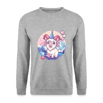 Chèvre de montagne anniversaire bébé - Sweat-shirt Unisexe - gris chiné - Devant - Alina (178cm) & Michal (187cm)