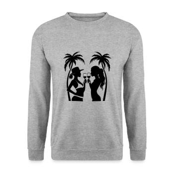 Girls Team Holiday Palms - Unisex Sweatshirt - salt & pepper - Front - Alina (178cm) & Michal (187cm)