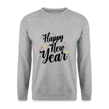 Happy New Year Silvester - Unisex Pullover - Weißgrau meliert - Vorne - Alina (178cm) & Michal (187cm)
