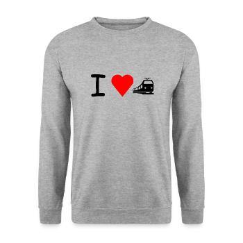 I love train train railroad - Unisex Sweatshirt - salt & pepper - Front - Alina (178cm) & Michal (187cm)