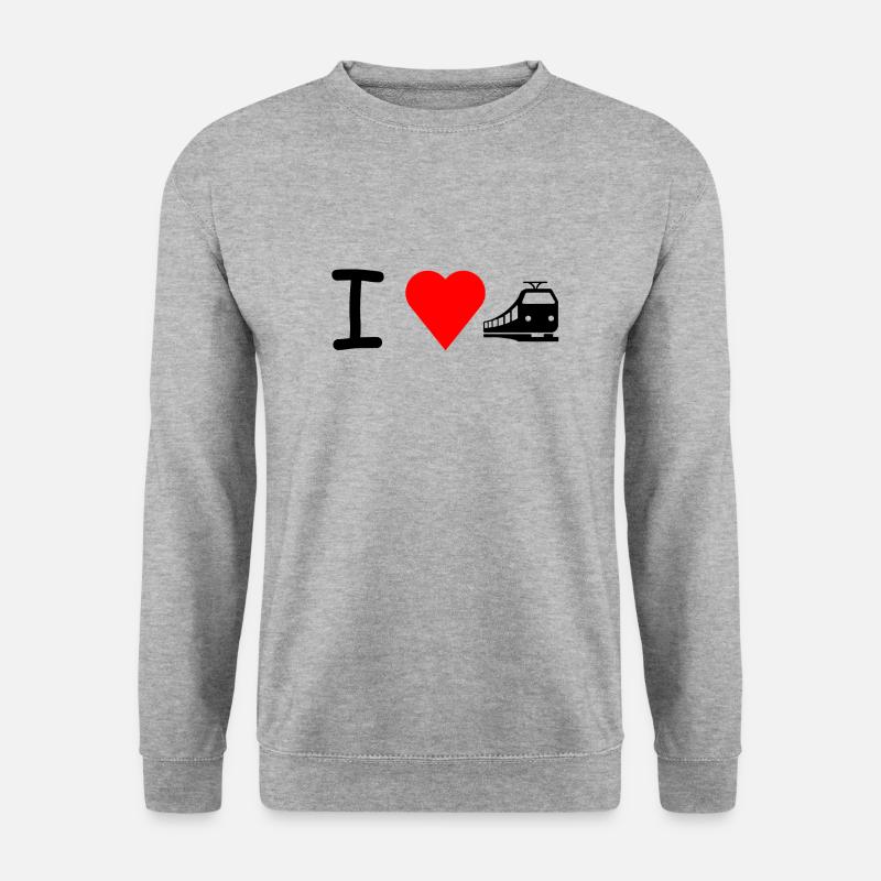 J'adore train du chemin de fer - Sweat-shirt Unisexe - gris chiné