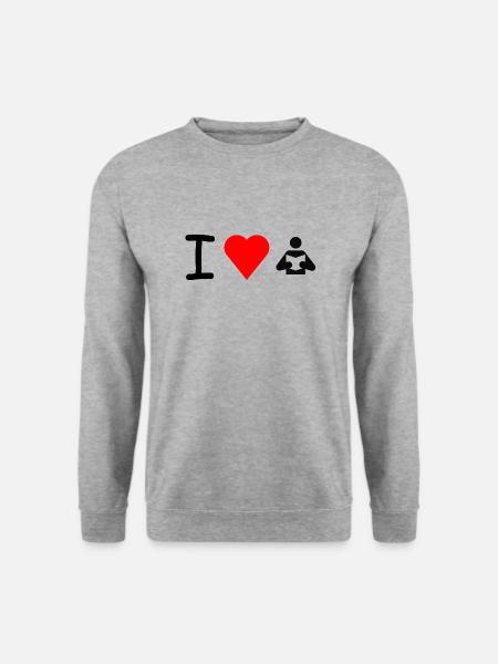 I love Lesen Leseratte Bücherwurm - Unisex Pullover - Weißgrau meliert