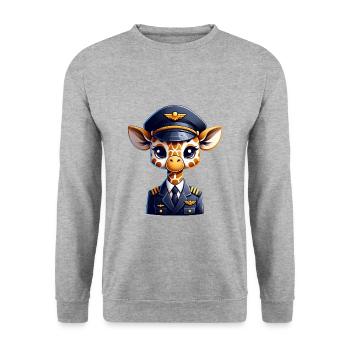 Cute Giraffe Pilot - Unisex Sweatshirt - salt & pepper - Front - Alina (178cm) & Michal (187cm)