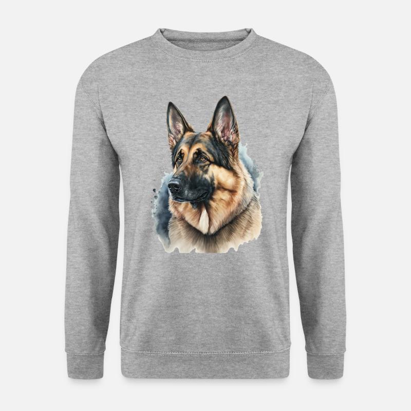 Deutscher Schäferhund Wasserfarben - Unisex Pullover - Weißgrau meliert