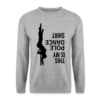 Pole Dance - C’est mon t-shirt de Pole Dance - Sweat-shirt Unisexe - gris chiné - Devant - Alina (178cm) & Michal (187cm)