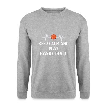 Basketball Spieler Basketballer Sprüche Geschenk - Unisex Pullover - Weißgrau meliert - Vorne - Alina (178cm) & Michal (187cm)