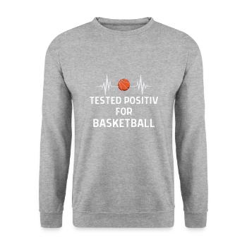 Basketball Spieler Basketballer Sprüche Geschenk - Unisex Pullover - Weißgrau meliert - Vorne - Alina (178cm) & Michal (187cm)
