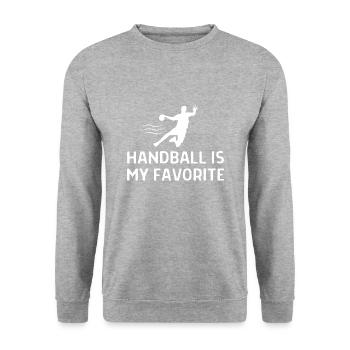 Handball Handballer Spruch Geschenk - Unisex Pullover - Weißgrau meliert - Vorne - Alina (178cm) & Michal (187cm)