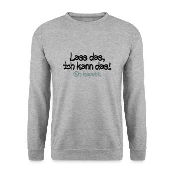 Lass mich ich kann das oh kaputt - Unisex Pullover - Weißgrau meliert - Vorne - Alina (178cm) & Michal (187cm)