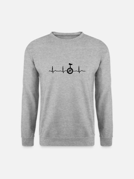 GESCHENK - EKG HERZSCHLAG MOUNTAINBIKE EINRAD - Unisex Pullover - Weißgrau meliert