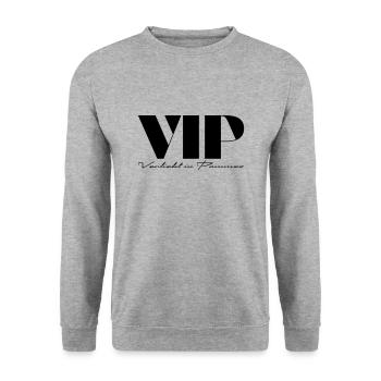 VIP Verliebt in Pommes - Unisex Pullover - Weißgrau meliert - Vorne - Alina (178cm) & Michal (187cm)