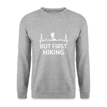 Klettern Kletterer Hiking Sprüche Geschenk - Unisex Pullover - Weißgrau meliert - Vorne - Alina (178cm) & Michal (187cm)