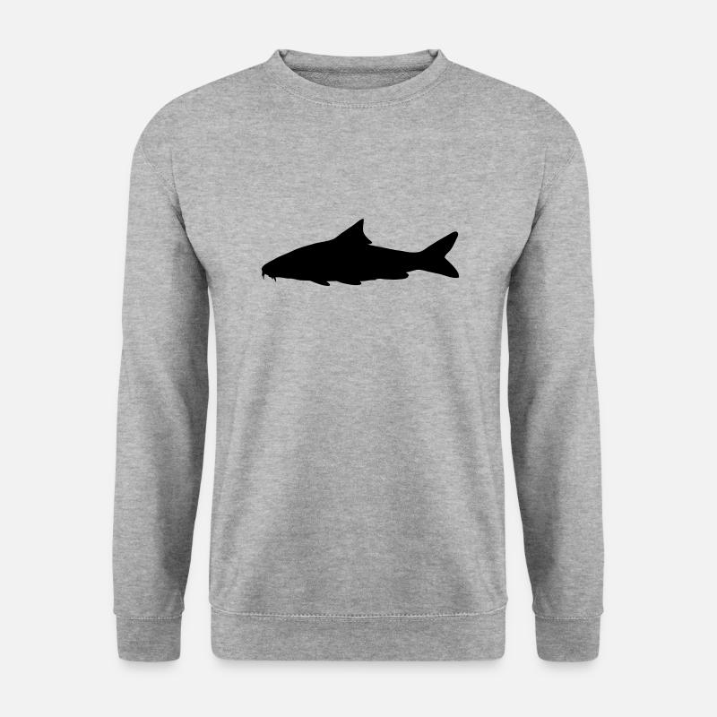 Fisch-Silhouette Barbe - Unisex Pullover - Weißgrau meliert