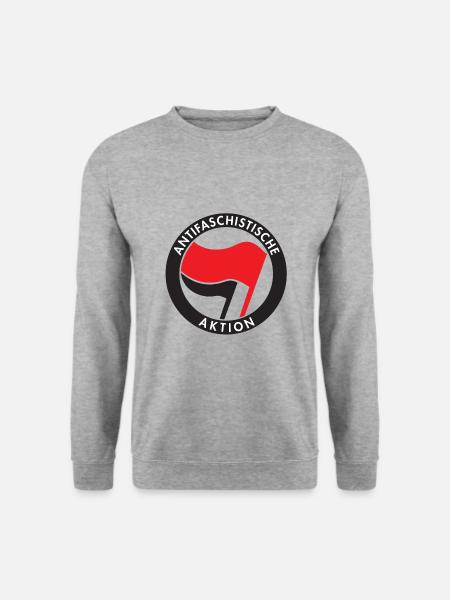 antifa antifaschistische aktion - Unisex Pullover - Weißgrau meliert