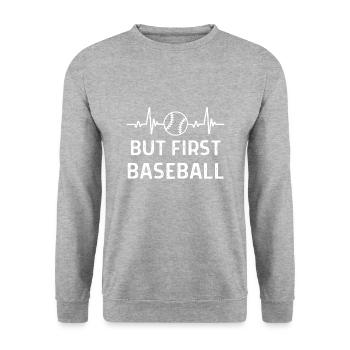 Baseball Spieler Baseball Sprüche Geschenk - Unisex Pullover - Weißgrau meliert - Vorne - Alina (178cm) & Michal (187cm)