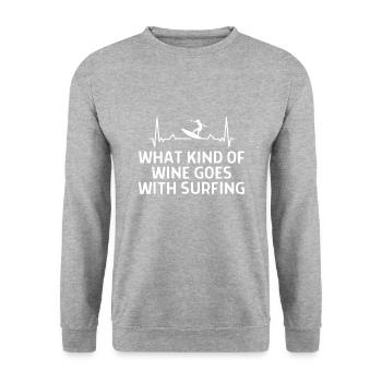 Surfen Surfer Lustige Spürche Geschenk - Unisex Pullover - Weißgrau meliert - Vorne - Alina (178cm) & Michal (187cm)