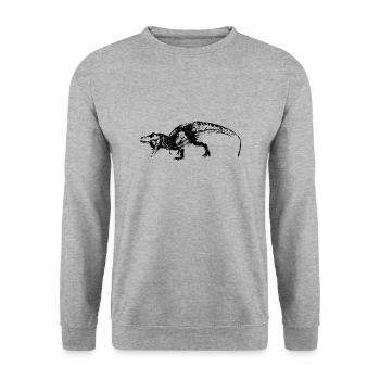 T-Rex Tyrannosaurus Rex Tyranno Dinosaurier Echse - Unisex Pullover - Weißgrau meliert - Vorne - Alina (178cm) & Michal (187cm)