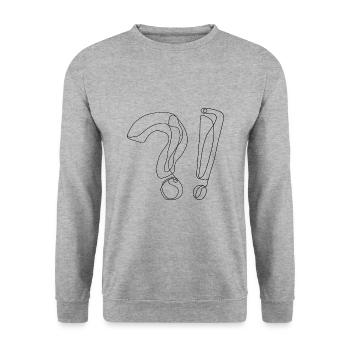 Fragezeichen Ausrufezeichen - Unisex Pullover - Weißgrau meliert - Vorne - Alina (178cm) & Michal (187cm)