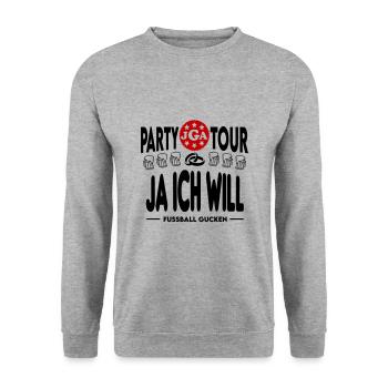 Jga Ja ich will Fussball gucken Hochzeit Party - Unisex Pullover - Weißgrau meliert - Vorne - Alina (178cm) & Michal (187cm)