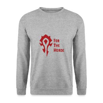 Für die Horde! WoW - Unisex Pullover - Weißgrau meliert - Vorne - Alina (178cm) & Michal (187cm)