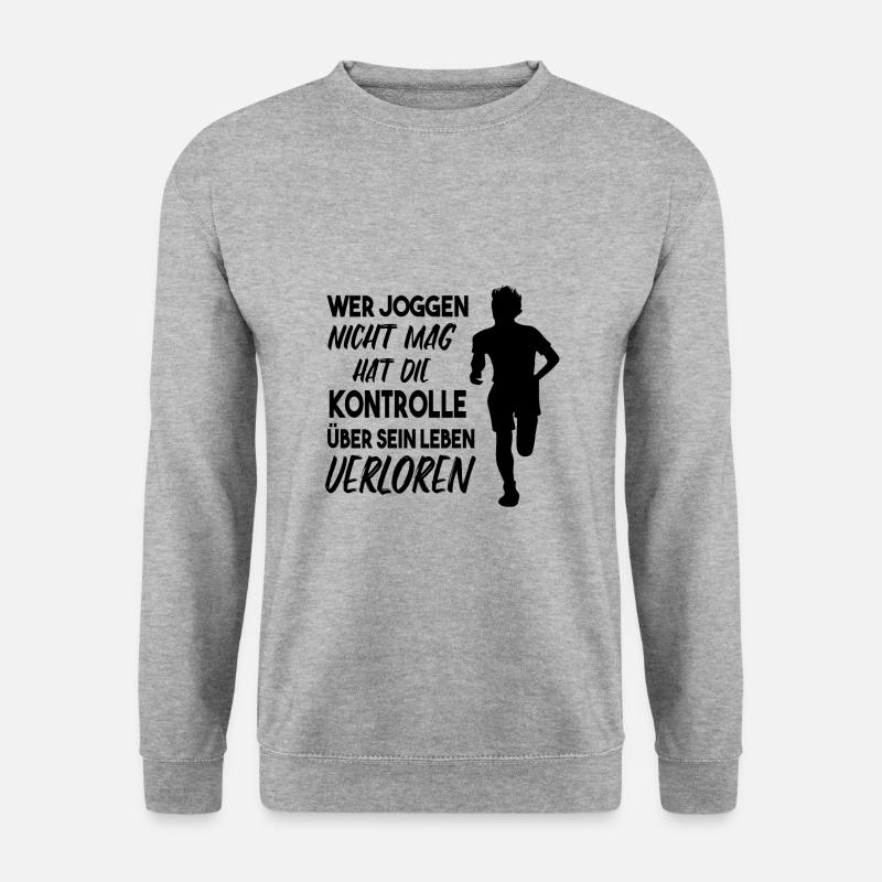 Joggen Jogger Spruch Geschenkidee - Unisex Pullover - Weißgrau meliert