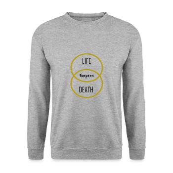 Burpee Burpees Kniebeuge Liegestütz Übung Geschenk - Unisex Pullover - Weißgrau meliert - Vorne - Alina (178cm) & Michal (187cm)