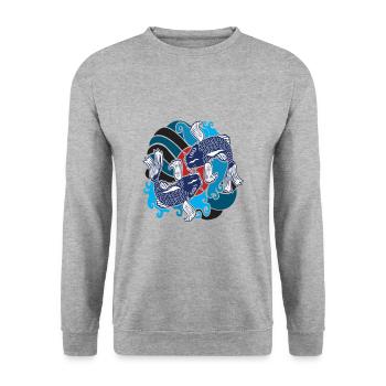 koi - Sweat-shirt Unisexe - gris chiné - Devant - Alina (178cm) & Michal (187cm)
