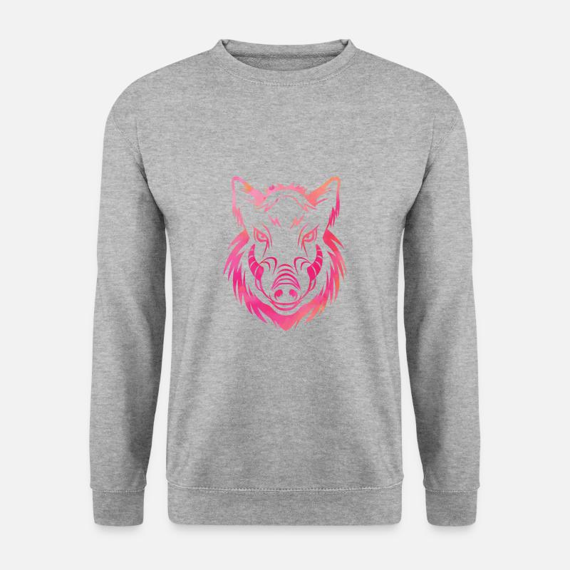 Wildschwein Borsti Animalis - Unisex Pullover - Weißgrau meliert