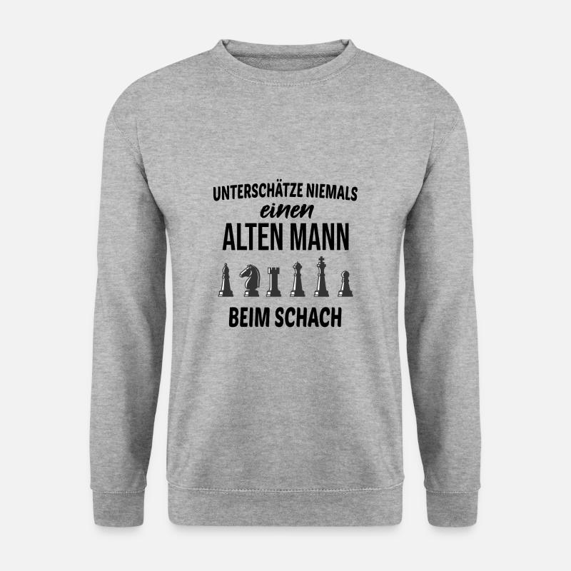 Schach Rentner Opa Geschenkidee - Unisex Pullover - Weißgrau meliert
