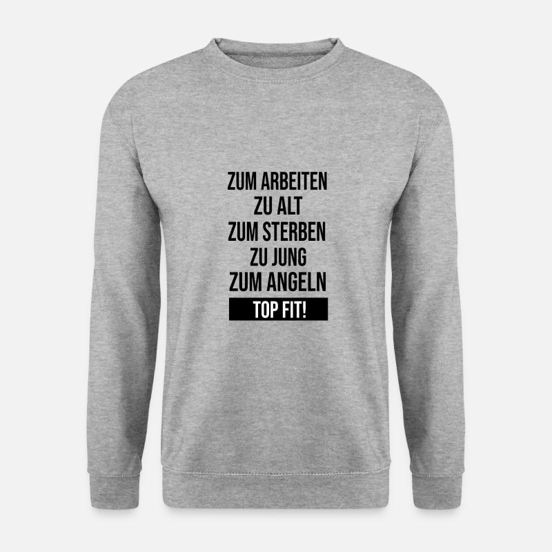 Angler Fischer Spruch Rentner Geschenkidee - Unisex Pullover - Weißgrau meliert