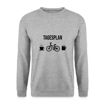 Fahrradfahrer Fahrrad Tagesplan Geschenkidee - Unisex Pullover - Weißgrau meliert - Vorne - Alina (178cm) & Michal (187cm)