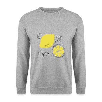 Zitrone Sommer - Unisex Pullover - Weißgrau meliert - Vorne - Alina (178cm) & Michal (187cm)