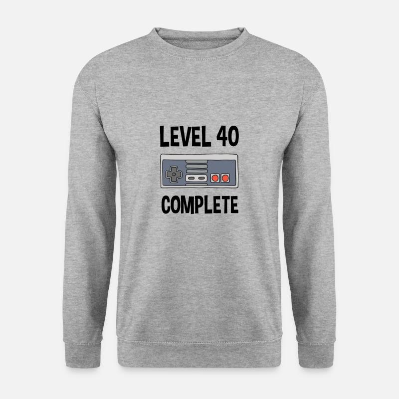 Level 40 Complete 40. Geburtstag Retrogaming - Unisex Pullover - Weißgrau meliert