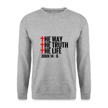John 14 6 - Unisex Sweatshirt - salt & pepper - Front - Alina (178cm) & Michal (187cm)