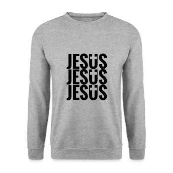 Jesus Jesus Jesus - Unisex Pullover - Weißgrau meliert - Vorne - Alina (178cm) & Michal (187cm)