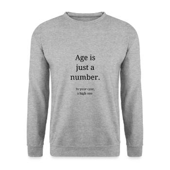 Alter ist nur eine Zahl - Unisex Pullover - Weißgrau meliert - Vorne - Alina (178cm) & Michal (187cm)