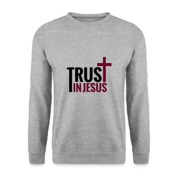 Vertraue Jesus Gott Bibel Christlich - Unisex Pullover - Weißgrau meliert - Vorne - Alina (178cm) & Michal (187cm)