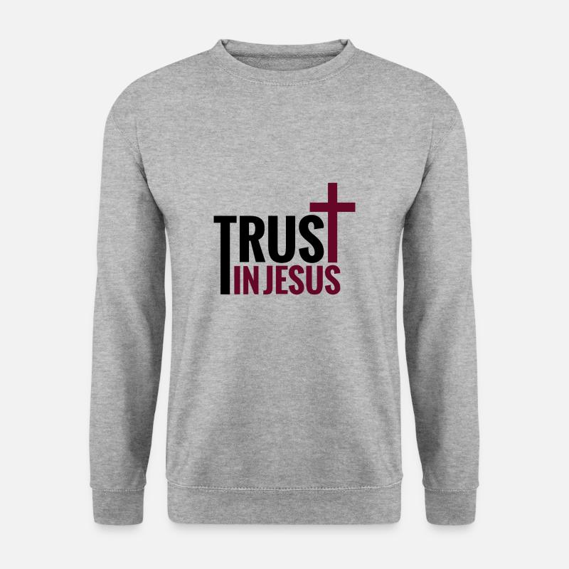 Vertraue Jesus Gott Bibel Christlich - Unisex Pullover - Weißgrau meliert