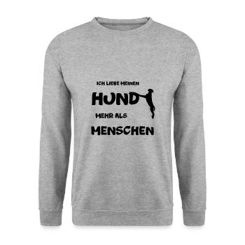 Hundeliebe - Petshirt - Unisex Pullover - Weißgrau meliert - Vorne - Alina (178cm) & Michal (187cm)