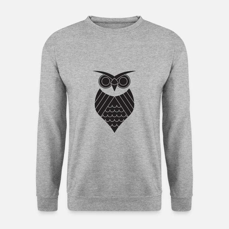 Eule - Unisex Pullover - Weißgrau meliert