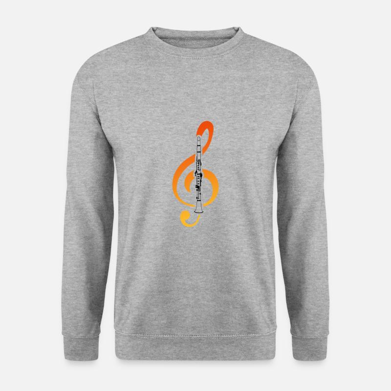 Klarinette - Unisex Pullover - Weißgrau meliert