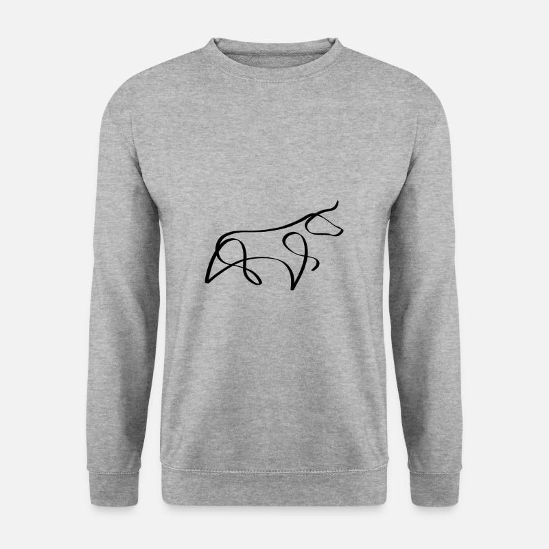 One Line Stier schwarz - Unisex Pullover - Weißgrau meliert