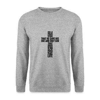 John 3:16 bible verse cross - Unisex Sweatshirt - salt & pepper - Front - Alina (178cm) & Michal (187cm)