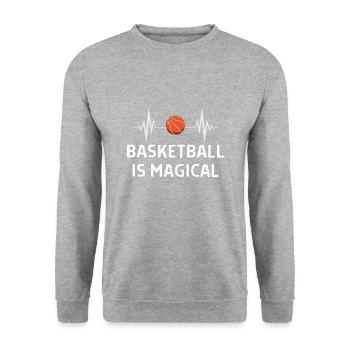Basketball Spieler Basketballer Sprüche Geschenk - Unisex Pullover - Weißgrau meliert - Vorne - Alina (178cm) & Michal (187cm)