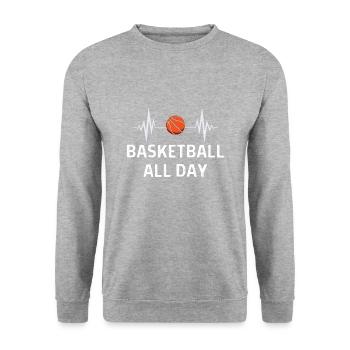 Basketball Spieler Basketballer Sprüche Geschenk - Unisex Pullover - Weißgrau meliert - Vorne - Alina (178cm) & Michal (187cm)
