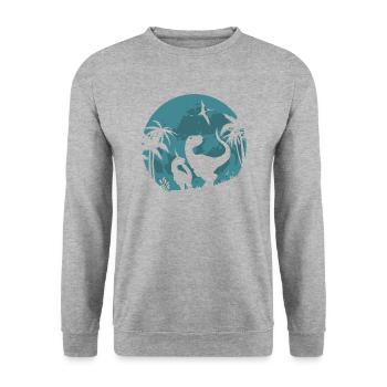 Dinos Lune Velociraptor T-Rex dinosaures enfants - Sweat-shirt Unisexe - gris chiné - Devant - Alina (178cm) & Michal (187cm)
